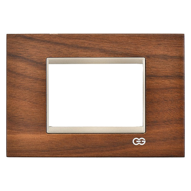 Rama decorativa lemn 3 module walnut/bej metalic