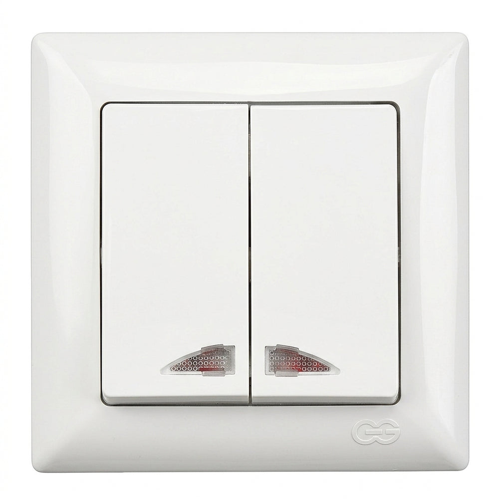 Intrerupator Alb Dublu cu LED VISAGE