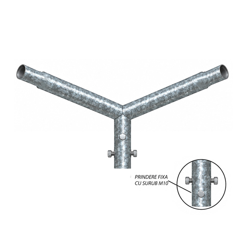 Brat dublu 90° 2x50cm pentru stalp octogonal