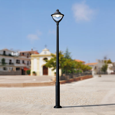 Stalp modern Fumagalli EKTOR negru 4 metri cu felinar BEPPE LED