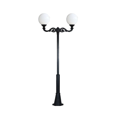 Stalp decorativ M008 cu brat dublu ADAM si felinar Fumagalli GLOB