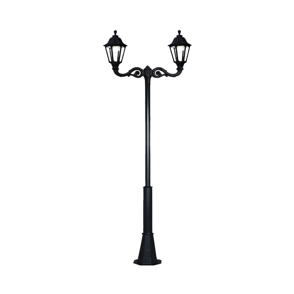 Stalp decorativ M008 cu brat dublu ADAM si felinar Fumagalli NOEMI