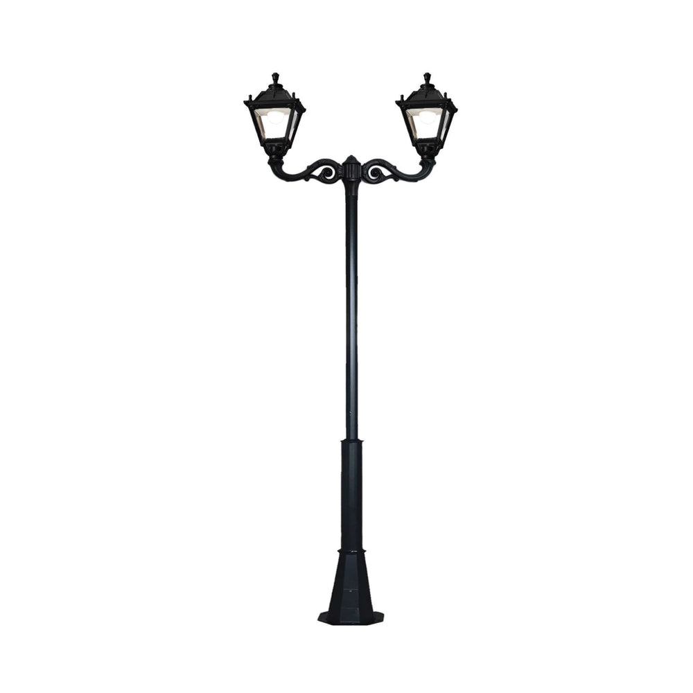 Stalp decorativ M008 cu brat dublu ADAM si felinar Fumagalli TOBIA