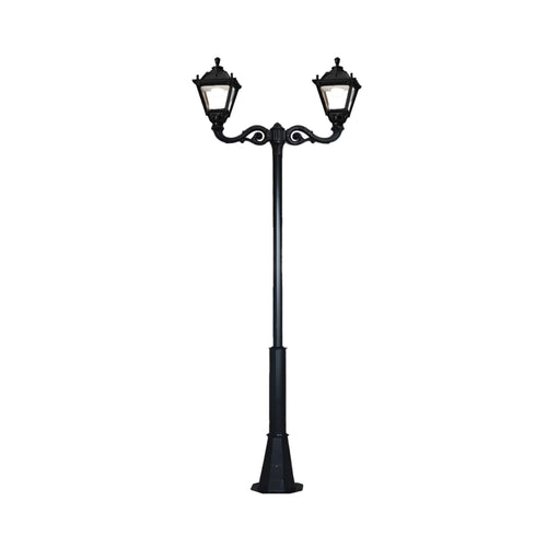 Stalp decorativ M008 cu brat dublu ADAM si felinar Fumagalli TOBIA