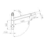 Brat dublu 90° 2x100cm pentru stalp octogonal