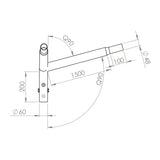 Brat dublu 90° 2x150cm pentru stalp octogonal