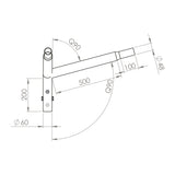 Brat dublu 90° 2x50cm pentru stalp octogonal