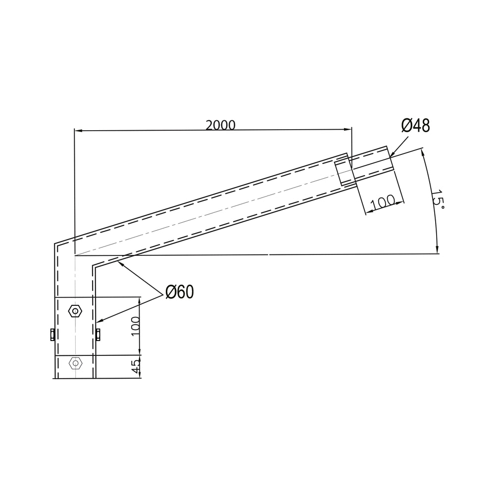Brat simplu 200cm pentru stalp octogonal