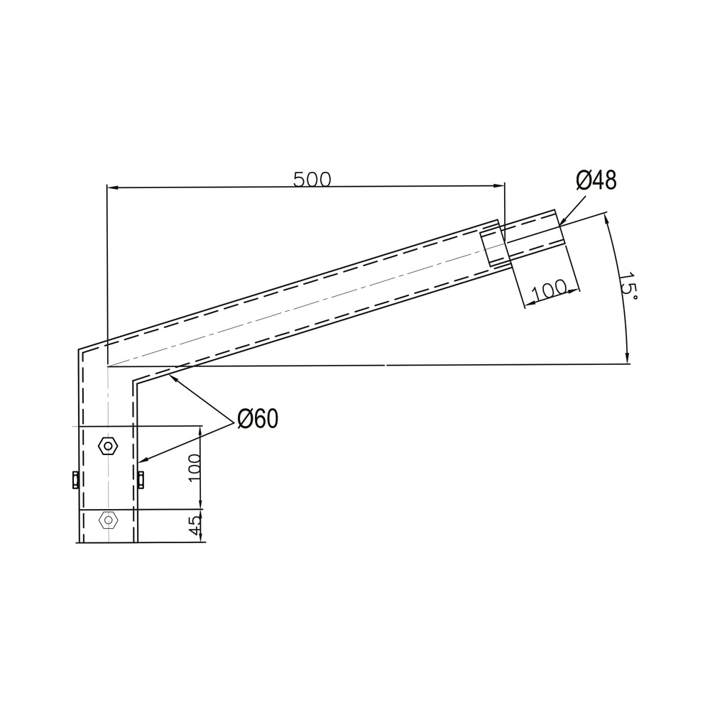 Brat simplu 50cm pentru stalp octogonal